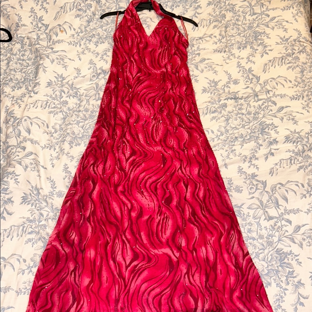 Elegant Pink Halter Dress